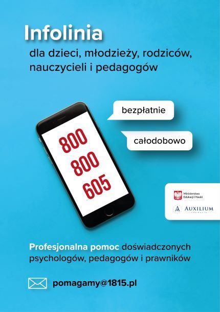 INFOLINIA DLA DZIECI, MŁODZIEŻY, RODZICÓW, NAUCZYCIELI I PEDAGOGÓW